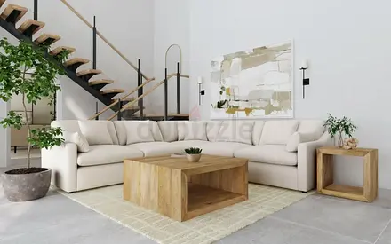 Beige Corner shape feather cloud Couch marina home Soft Comfortable