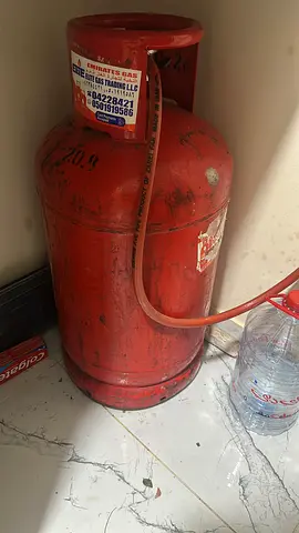 Used LPG Gas Cylinder (Red) with Hose  Regulator Good Condition