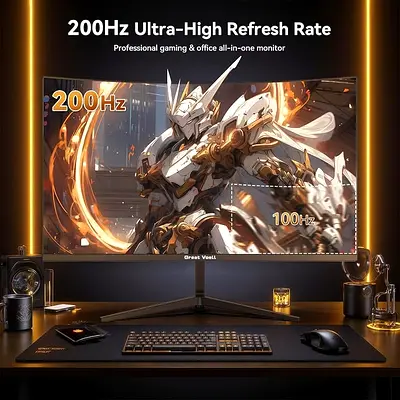 Great Voell 24 Inch Curved 200Hz 1ms Full HD AMD FreeSync Gaming Monitor