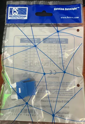 New HCS DataLight Blue Keystone CAT 6E RJ45 Keystone Jack 180 Degree - Unopened