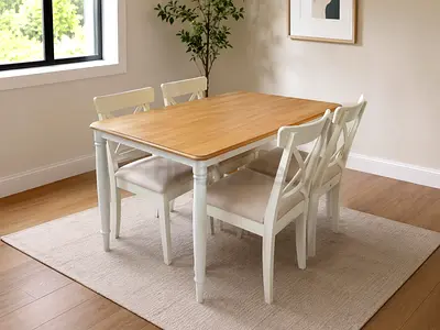 Wooden Dining Set with 4 Padded Chairs