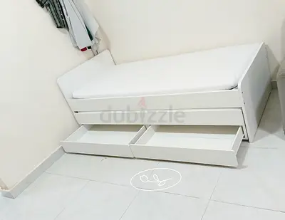 IKEA slakt bed under bed with 2 mattresses and 2 storage drawers underneath