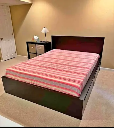 IKEA MALM Queen Size Bed + 2 Storage Drawers + Mattress