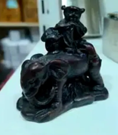 Vintage Chinese Feng Shui Figurine – Riding Lucky Elephant (Resin, 7cm)