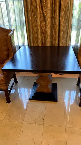 Modern Square Dark Wood Pedestal Dining Table