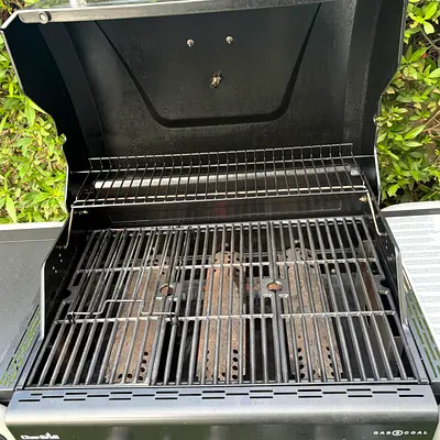 Used 3-Burner Gas BBQ Grill with Lid - Good Working Condition