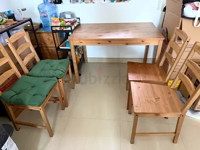 Ikea Jokkmokk Wood 4-Seater Dining Table with Chairs