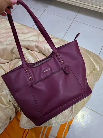 John Louis Burgundy Shoulder Tote Bag