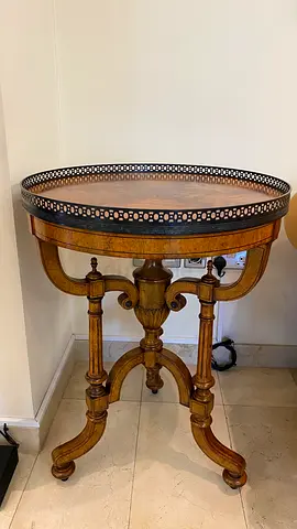 Each 5000 Classic Wooden Round Side Table with Decorative Metal Rim