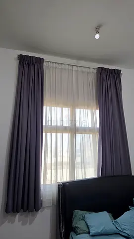 REDUCED PRICE Dark grey blackout curtains with sheer liners - used, excellent condition