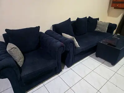 3-Seater Sofa and Armchair Set in Dark Blue - Good Condition