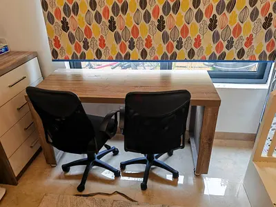Solid Wood Desk for Two with 2 Office Chairs - Good Condition