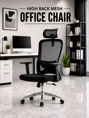 Luxury High Back Mesh Office Chair – Ergonomic Black Office Chair for UAE Offices