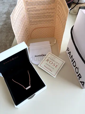 Brand New Genuine Pandora Rose Gold Sparkling Bar Necklace – Unworn