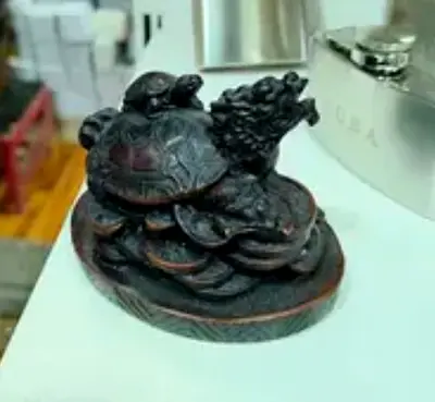Feng Shui Resin Dragon Turtle Statue on Coin Base - (10x8x7 cm)