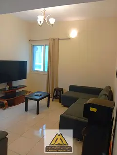 For rent: furnished apartment in Orient Towers, Ajman. AED 32,000 yearly, 1-bedroom + hall, 1 bathro
