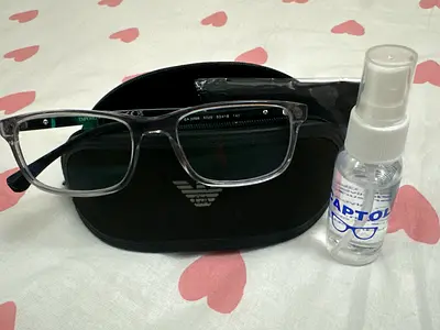 Emporio Armani Authentic clear frame eyeglasses with case cleaning solution and cloth