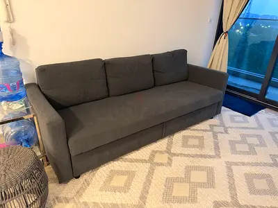 Grey 3-seater sofa Bed with storage under seat - good used condition
