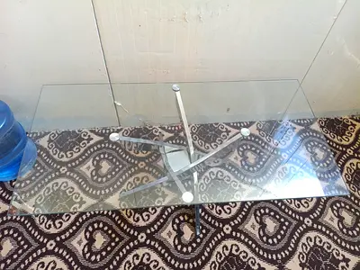 Glass Coffee Table with Metal Base - Good Condition