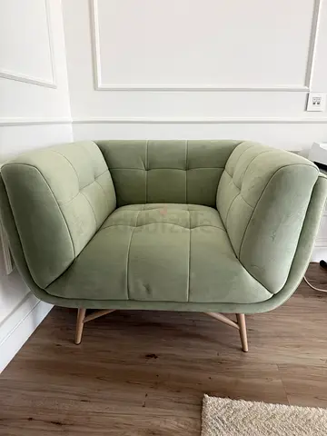Light Green Velvet Accent Armchair - Good Condition