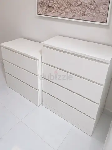 Set of 2 White 4-Drawer Dressers — Good Condition