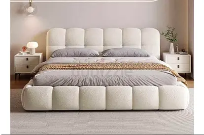 White Upholstered King Size Bed with Padded Headboard king size bed