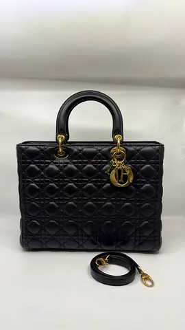 Lady Dior Black Cannage Leather Large