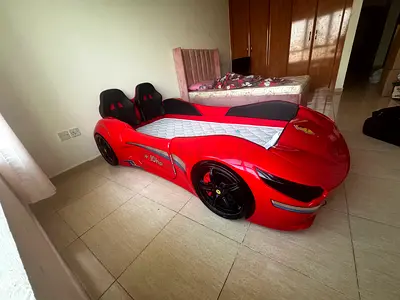 Red Race Car Bed for Kids with Mattress — Excellent Condition