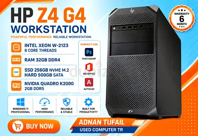 32GB RAM DDR4 HP Z4 G4 WORKSTATION 8 CORE INTEL XEON W-2123 NVIDIA QUADRO K2000 2GB DDR5