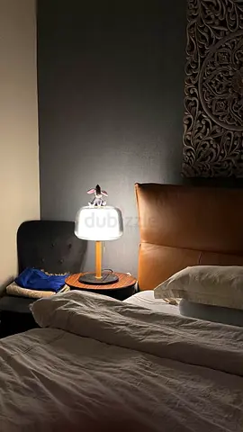 Bedside table lamp with wooden base - gently used