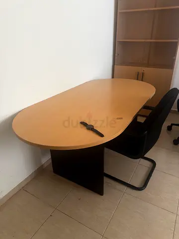 Wooden office meeting table with modesty panel - good condition