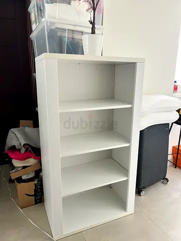 White 4-Shelf Storage Cabinet / Bookcase - Good Condition