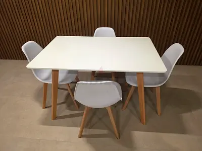 Modern 4-Seater Dining Set with White Table and Chairs