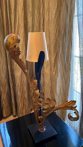 each 1800Unique Sculptural Gold Leaf Table Lamp