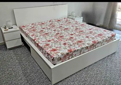 IKEA MALM Queen Size Bed + 2 Storage Drawers + Mattress