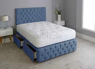 Luxury Fabric Bed Frame With Mattress Stylish Modern Design Headboard