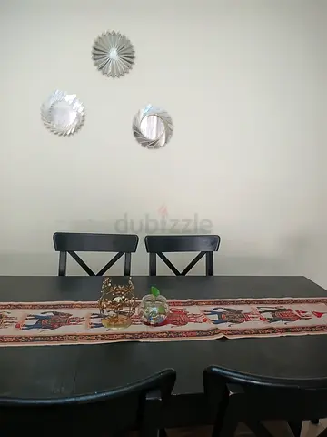 Wooden dining table with 4 chairs - dark finish