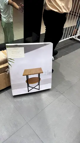 Brand new wood and steel table unboxed