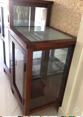 Solid wood and glass display cabinet - compact side cabinet