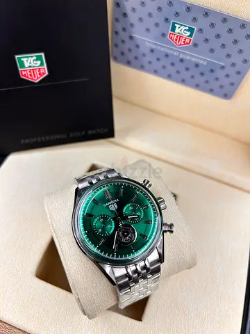 TAG Heuer Carrera Green Dial Chronograph Automatic Stainless Steel Mens Watch with Box