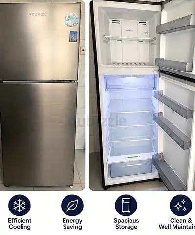 Hoover Stainless Steel Top Freezer Fridge — Good Working Condition