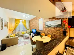 JVC, Dubai: Apartment with one bedroom, a living room, an open-plan kitchen, and two bathrooms.