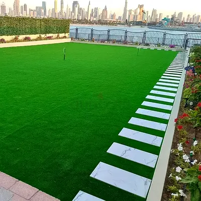 Well-maintained Rectangular Artificial Grass Lawn (Outdoor) - Dubai View