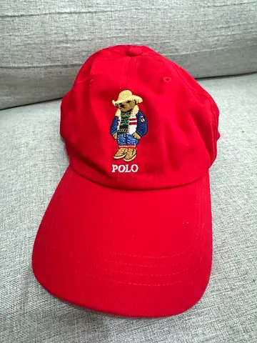 Red Polo Bear Baseball Cap - One Size