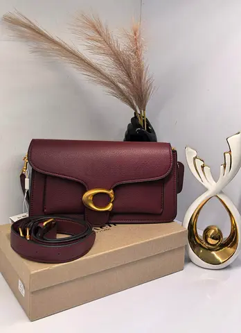 Master copy coach bag burgundy leather shoulder bag with gold hardware