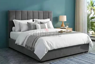 New fabric wooden King size 180x200 Bed with Madical Matress Available