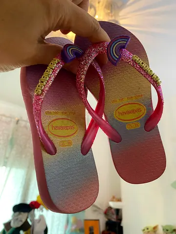 Pink Havaianas flip flops with glitter straps - size 33/34 (kids)