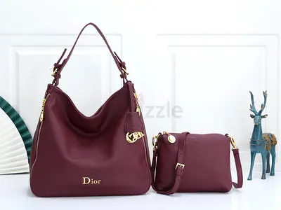Master copy Dior Burgundy Leather Handbag Set - Large Hobo + Small Crossbody