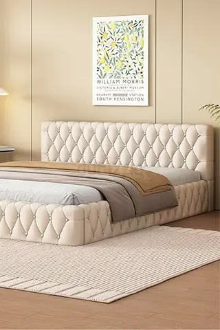 Tufted Upholstered Platform Bed Frame