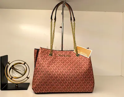 Master copy new color Michael Kors Pink Logo Tote Bag with Chain Straps - Excellent Condition